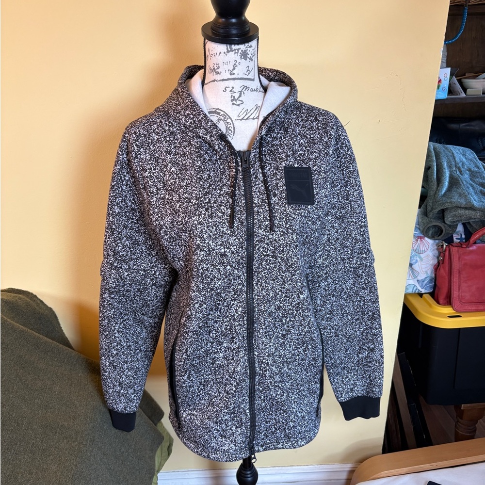 Puma x Trapstar Speckled Jacket Unisex Hoodie Collab Streetwear Black White